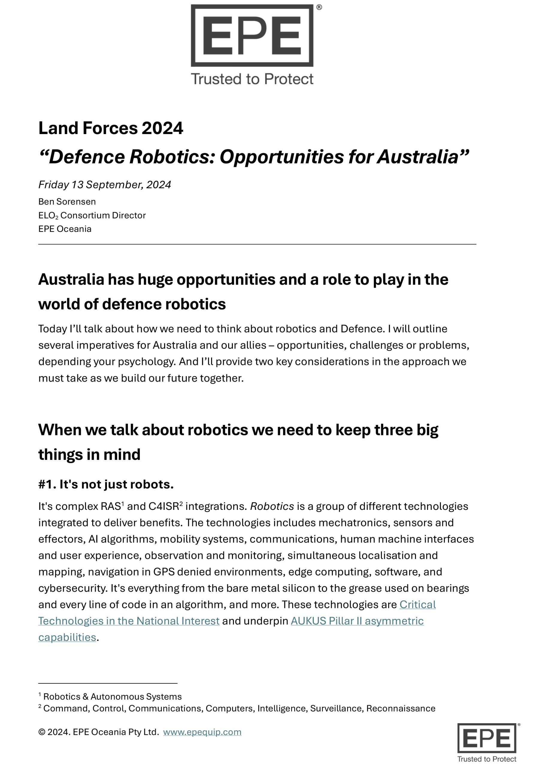 Land Forces Defence Robotics Talk-1